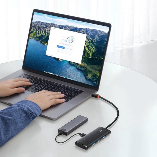 USB-хаб Baseus Lite Series Hub 4-in-1 USB-C to 4хUSB-A/USB-C 0.25m Black (WKQX030301) - изображение 9