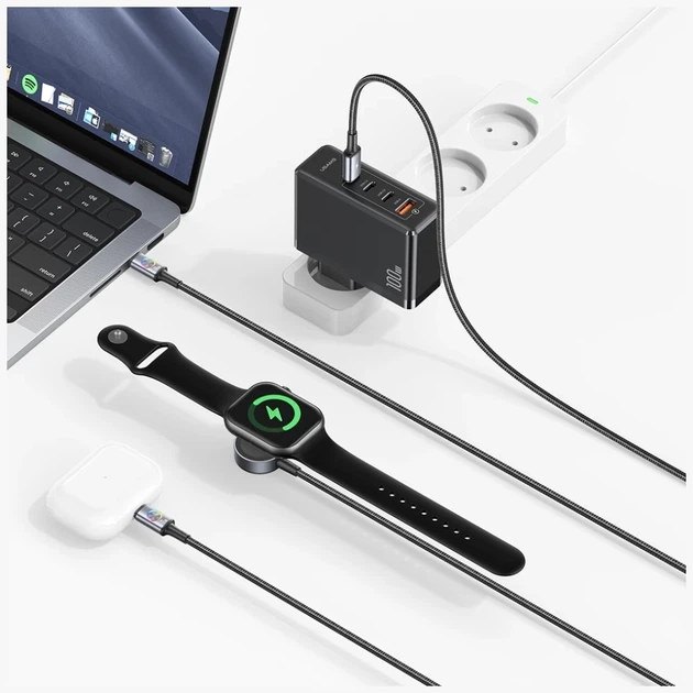 Kabel Usams Huan Series USB‑C to USB‑C dla zegarka 72W 1.2 m Tarnish (6958444995236) - obraz 2