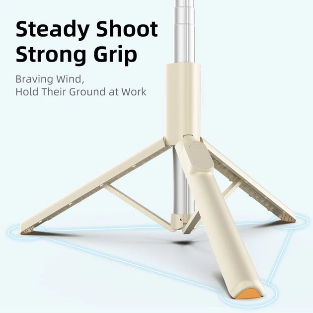 Универсальный штатив Tech-Protect Bluetooth Selfie Stick Tripod Beige (5906302330874) - изображение 9