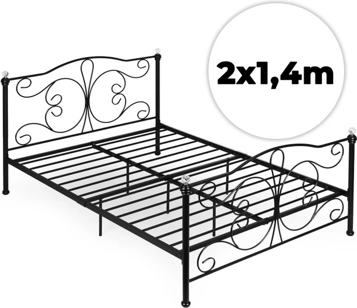 Łóżko ModernHome by Multistore metalowe ze stelażem 140 x 200 cm Czarne (DNYSF333A) - obraz 6