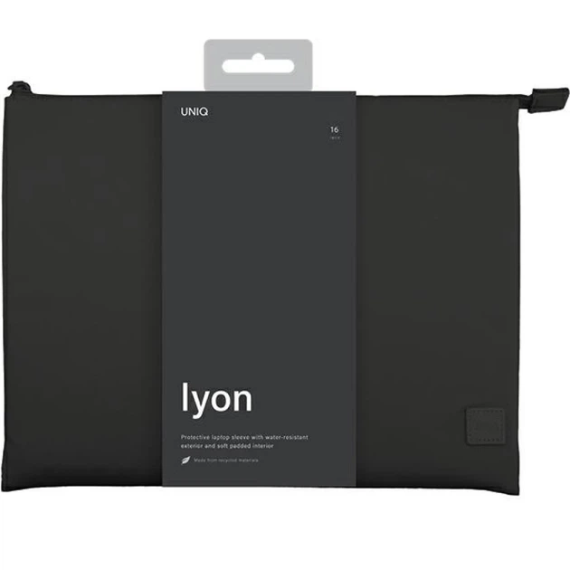 Чехол-конверт UNIQ Lyon Sleeve Waterproof RPET 16" Midnight Black (UNIQ-LYON(16)-MNBLACK) - изображение 3