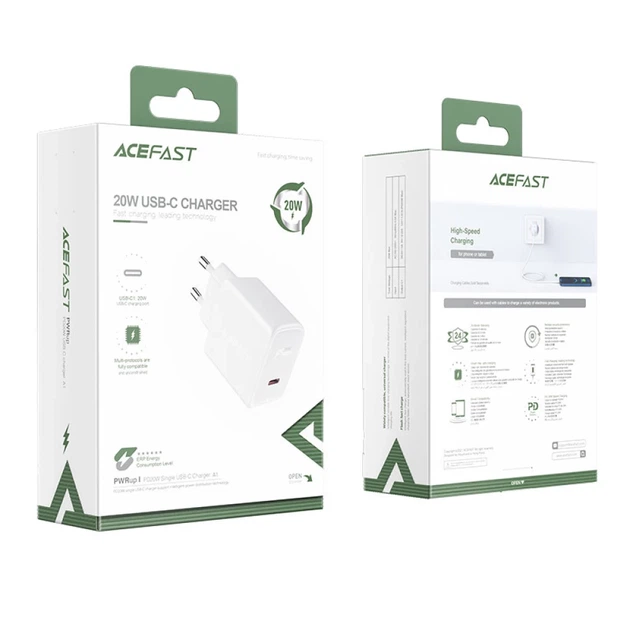 Мережевий зарядний пристрій Acefast A1 QC 20W USB-C White (A1 white) - зображення 5