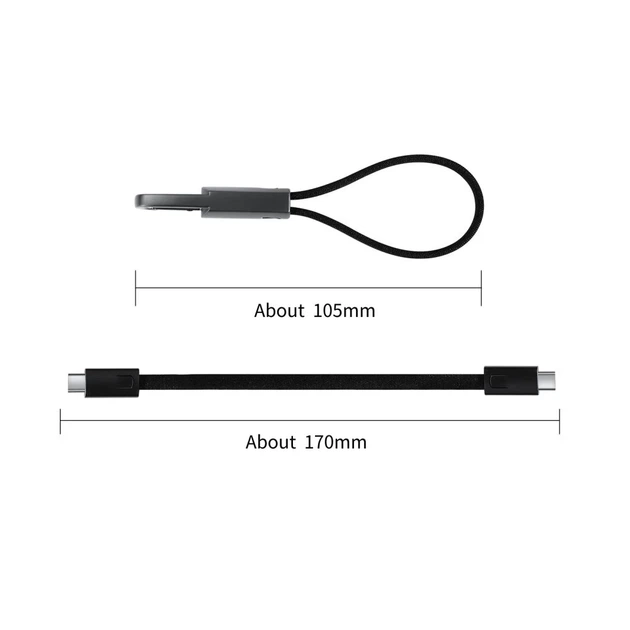 Кабель Tech-Protect Ultraboost DNA Keychain USB-C to USB-C PD 60W 0.17m Iron Grey (5906302331963) - изображение 2