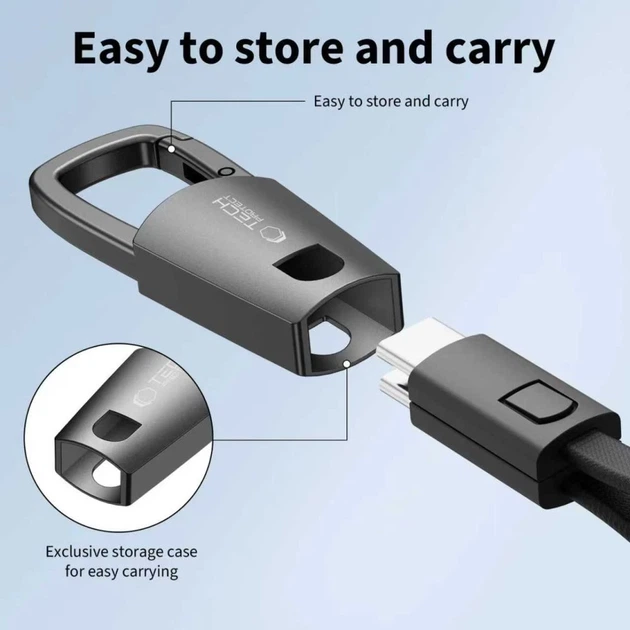 Кабель Tech-Protect Ultraboost DNA Keychain USB-C to USB-C PD 60W 0.17m Iron Grey (5906302331963) - изображение 3