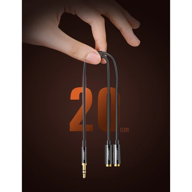Кабель Ugreen Headphone Splitter 3.5mm Mini Jack/AUX 25cm Black (6957303828166) - зображення 8