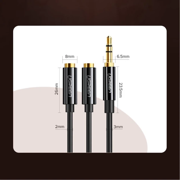 Кабель Ugreen Headphone Splitter 3.5mm Mini Jack/AUX 25cm Black (6957303828166) - зображення 11