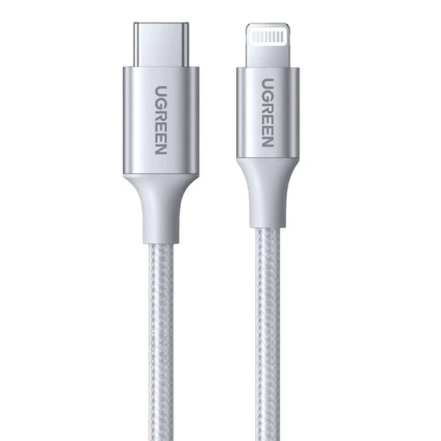 Кабель Ugreen US304 Lightning to USB-C PD 60W 1m Silver (70523) - изображение 2