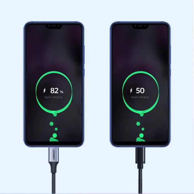 Кабель Ugreen Quick Charge USB-A to USB Type-C 3A 0.5m Gray (6957303861255) - Фото 4 Кабель Ugreen Quick Charge USB-A to USB Type-C 3A 0.5m Gray (6957303861255) - зображення 4