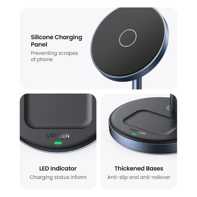 Беспроводное зарядное устройство Ugreen CD317 FC 2-in-1 20W Black with MagSafe (90668-ugreen) - Фото 9 Беспроводное зарядное устройство Ugreen CD317 FC 2-in-1 20W Black with MagSafe (90668-ugreen) - изображение 9