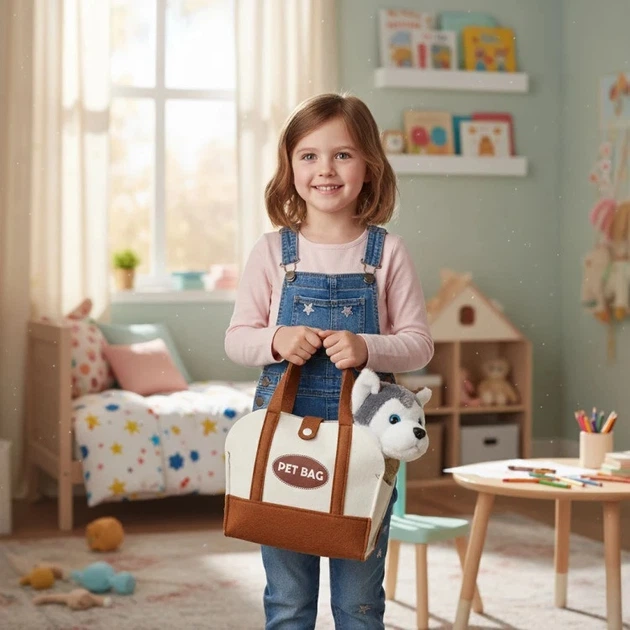 Maskotka ModernHome by Multistore Pluszowy piesek w torebce Husky z szczotką do pielęgnacji 18 cm HC750229 (5905817008278) - obraz 10