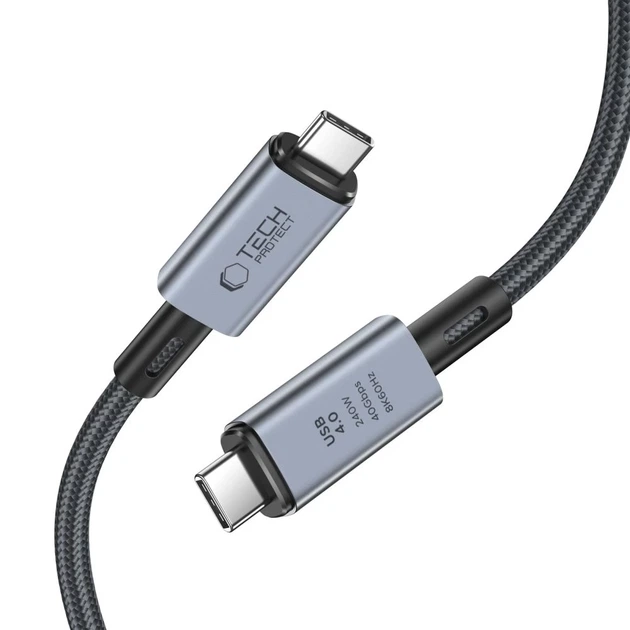 Кабель Tech-Protect UltraBoost Max USB-C to USB-C 2 m Grey (5906302308996) - Фото 2 Кабель Tech-Protect UltraBoost Max USB-C to USB-C 2 m Grey (5906302308996) - изображение 2