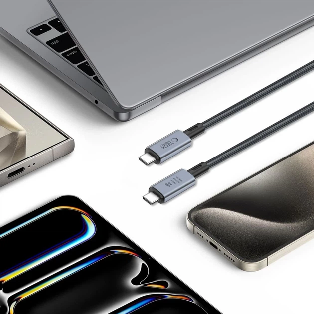 Кабель Tech-Protect UltraBoost Max USB-C to USB-C 2 m Grey (5906302308996) - Фото 4 Кабель Tech-Protect UltraBoost Max USB-C to USB-C 2 m Grey (5906302308996) - изображение 4