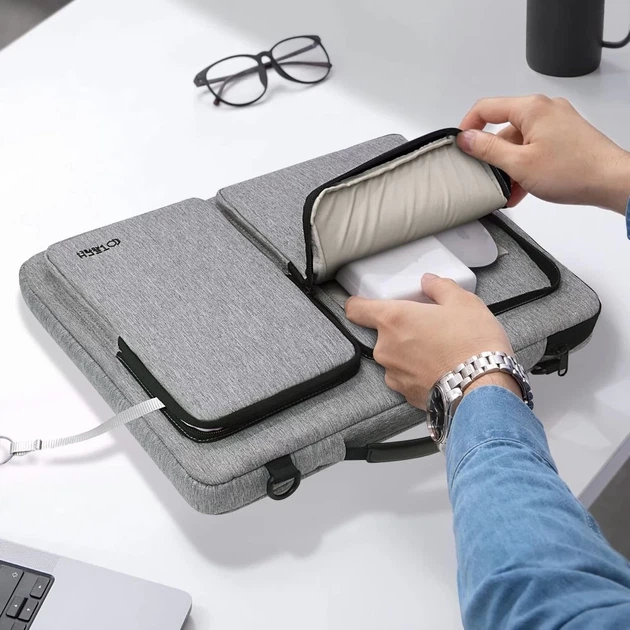 Чехол-сумка Tech-Protect Defender Bag 13-14" Crayon Grey (5906302372874) - Фото 10 Чехол-сумка Tech-Protect Defender Bag 13-14" Crayon Grey (5906302372874) - изображение 10