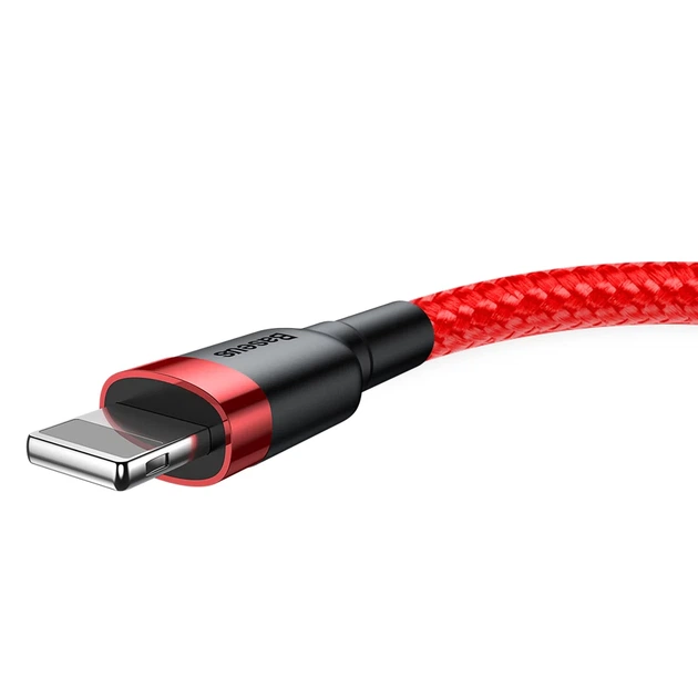 Кабель Baseus Kevlar Cable USB for Lightning 1.5A 2M Gray+Red (CALKLF-C09) - Фото 2 Кабель Baseus Kevlar Cable USB for Lightning 1.5A 2M Gray+Red (CALKLF-C09) - зображення 2