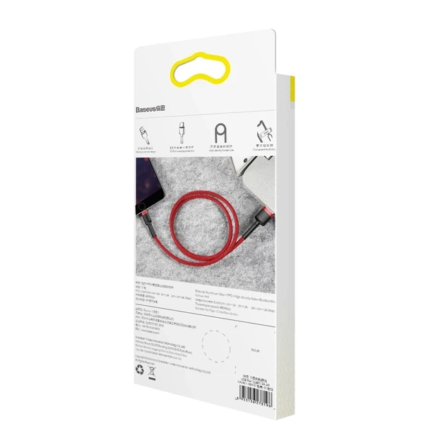 Кабель Baseus Kevlar Cable USB for Lightning 1.5A 2M Gray+Red (CALKLF-C09) - Фото 10 Кабель Baseus Kevlar Cable USB for Lightning 1.5A 2M Gray+Red (CALKLF-C09) - зображення 10