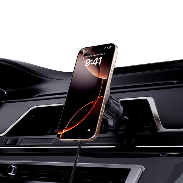 Автодержатель с функцией беспроводной зарядки Tech-Protect MM15W-V7 QI2 Magnetic Dashboard & Vent Car Mount Wireless Charger 15W Black with MagSafe (5 - изображение 7