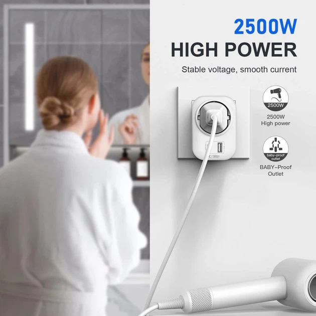 Адаптер Tech-Protect Travel Adapter TA100 UK to EU White (5906302368525) - изображение 4