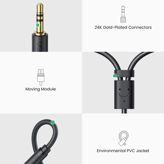 Аудіоадаптер Ugreen Jack 3.5mm (Male) to 2x RCA (Female) 0.25m Grey (6957303815470) - зображення 7