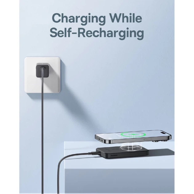 Портативное зарядное устройство Baseus Magnetic Mini 20W | 7.5W 5000mAh Black with USB-C to USB-C Cable with MagSafe (P10022107113-00) - изображение 8