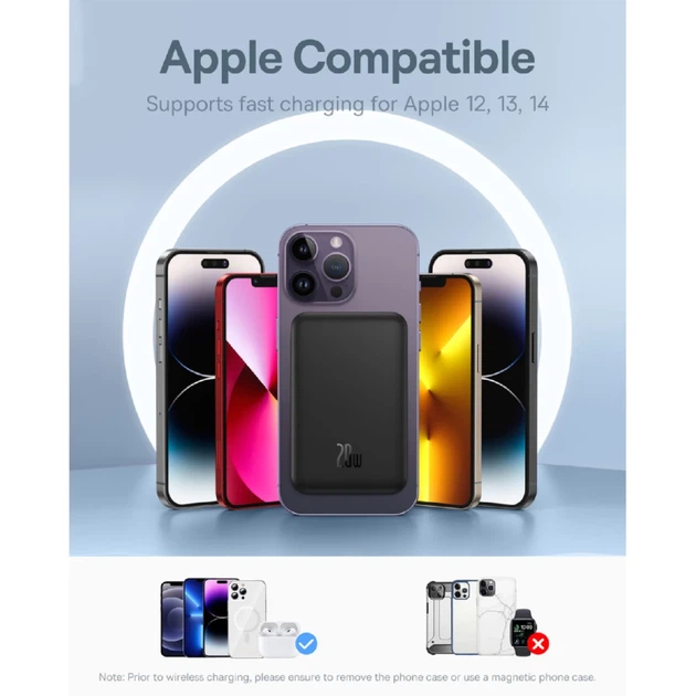 Портативное зарядное устройство Baseus Magnetic Mini 20W | 7.5W 5000mAh Black with USB-C to USB-C Cable with MagSafe (P10022107113-00) - изображение 9