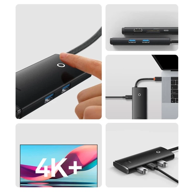 USB-хаб Baseus Lite Series 6-in-1 USB-C to 2xUSB-A/USB-C/HDMI/SD/TF Black (WKQX050101) - Фото 13 USB-хаб Baseus Lite Series 6-in-1 USB-C to 2xUSB-A/USB-C/HDMI/SD/TF Black (WKQX050101) - изображение 13
