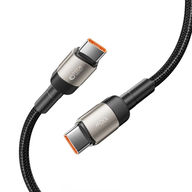 Кабель Tech-Protect UltraBoost Evo USB-C to USB-C PD 100W 5A 2m Titanium (5906203690640) - Фото 2 Кабель Tech-Protect UltraBoost Evo USB-C to USB-C PD 100W 5A 2m Titanium (5906203690640) - изображение 2
