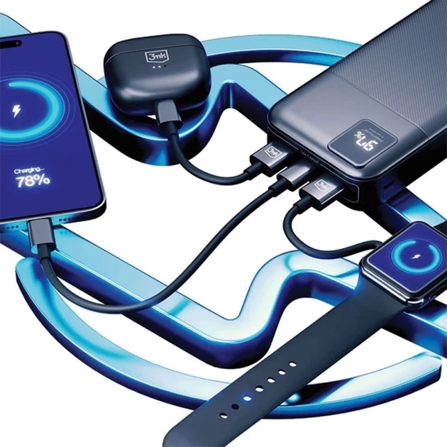 Портативное зарядное устройство 3mk PowerHouse 20000 mAh USB-C | 2x USB-A QC 3.0 PD Blue (5903108527224) - Фото 2 Портативное зарядное устройство 3mk PowerHouse 20000 mAh USB-C | 2x USB-A QC 3.0 PD Blue (5903108527224) - изображение 2