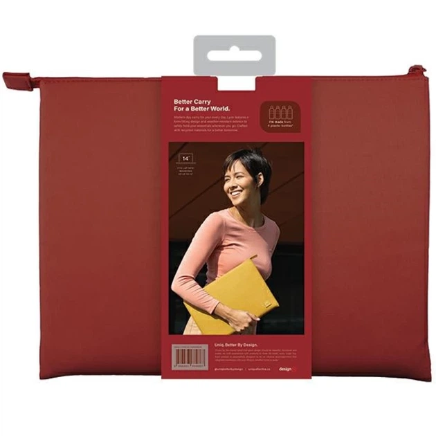Чехол-конверт UNIQ Lyon Sleeve Waterproof RPET 14" Brick Red (UNIQ-LYON(14)-BRICKRED) - изображение 4