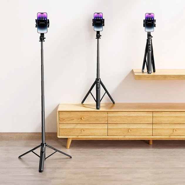 Універсальний штатив Ugreen with Stand and Bluetooth Remote Control 1.5m Black (6941876210626) - Фото 4 Універсальний штатив Ugreen with Stand and Bluetooth Remote Control 1.5m Black (6941876210626) - зображення 4