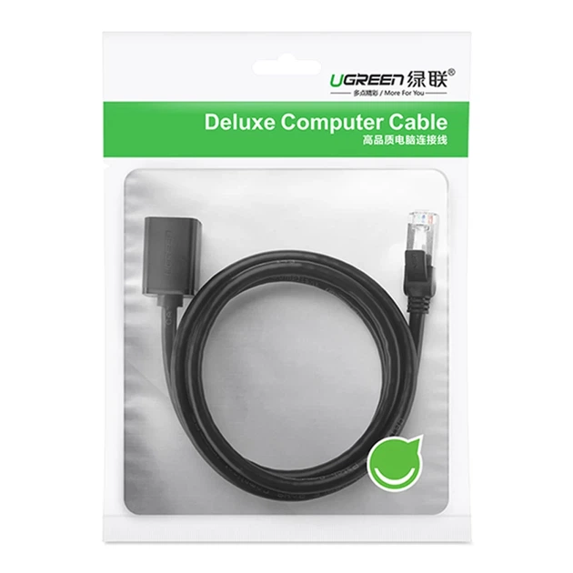 Кабель-удлинитель Ugreen Ethernet RJ45 (Male) to RJ45 (Female) 1000Mbps 0.5m Black (6957303882786) - Фото 5 Кабель-удлинитель Ugreen Ethernet RJ45 (Male) to RJ45 (Female) 1000Mbps 0.5m Black (6957303882786) - изображение 5