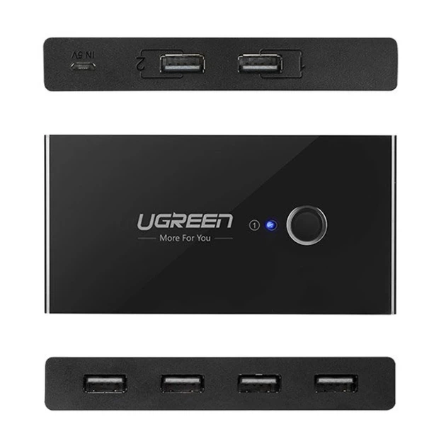 Перемикач Ugreen HUB Switch 4x USB-A 2.0 Black (UGR282) - Фото 6 Перемикач Ugreen HUB Switch 4x USB-A 2.0 Black (UGR282) - зображення 6
