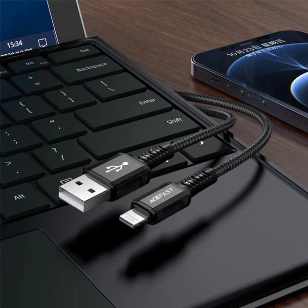 Кабель Acefast MFI USB-A to Lightning 1.2m Black (C1-02 Black) - зображення 6