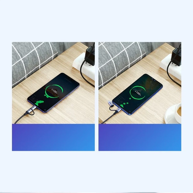 Кабель Ugreen 2-in-1 USB-A/micro USB/USB Type-C 2.4A 1m Black (UGR243BLKGRY) - зображення 3