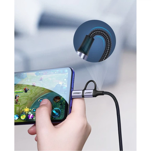 Кабель Ugreen 2-in-1 USB-A/micro USB/USB Type-C 2.4A 1m Black (UGR243BLKGRY) - зображення 8