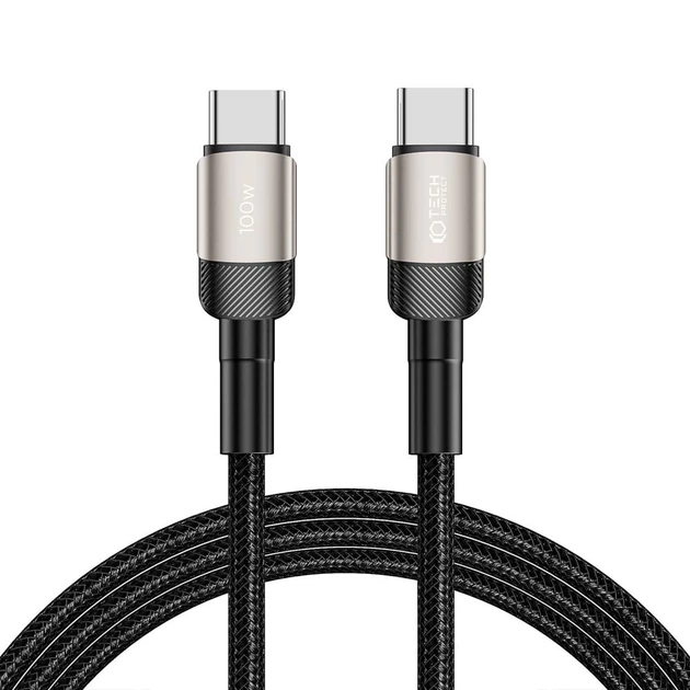 Кабель Tech-Protect UltraBoost Evo USB-C to USB-C PD 100W 5A 2m Titanium (5906203690640) - Фото 1 Кабель Tech-Protect UltraBoost Evo USB-C to USB-C PD 100W 5A 2m Titanium (5906203690640) - изображение 1