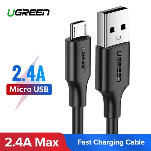Кабель Ugreen US289 USB-A to microUSB Fast Charging 12W 2m White (60143-Ugreen) - Фото 2 Кабель Ugreen US289 USB-A to microUSB Fast Charging 12W 2m White (60143-Ugreen) - изображение 2