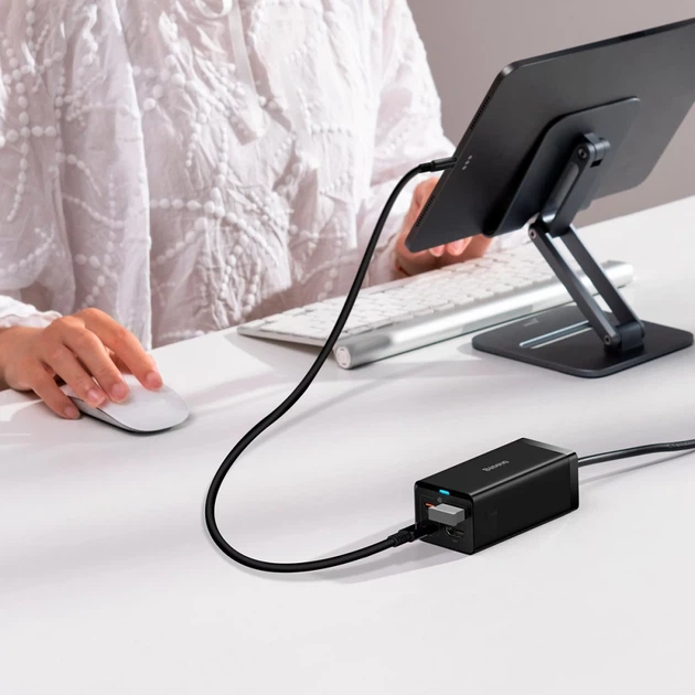 Мережевий зарядний пристрій Baseus Baseus GaN5 Pro HUB 2xUSB-C/HDMI/USB-A 100W USB-C to USB-C Cable Black (CCGP110201) - Фото 9 Мережевий зарядний пристрій Baseus Baseus GaN5 Pro HUB 2xUSB-C/HDMI/USB-A 100W USB-C to USB-C Cable Black (CCGP110201) - зображення 9