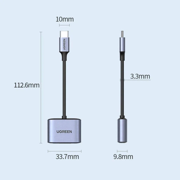 Адаптер Ugreen Audio Adapter USB Type-C to USB Type-C PD QC with Mini Jack 3.5mm Gray (UGR1278GRY) - зображення 13