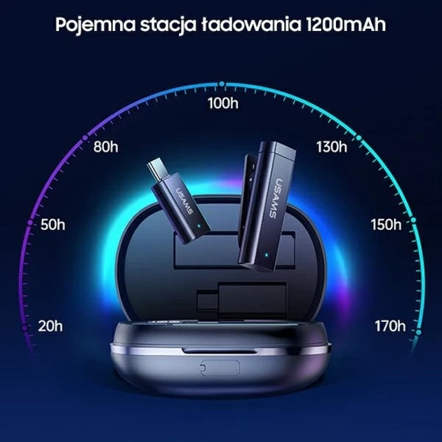 Беспроводной петличный микрофон Usams ZB243 ENC 2.4G Wireless Lavalier Microphone USB-C Black (ZB243MKF01) - изображение 8