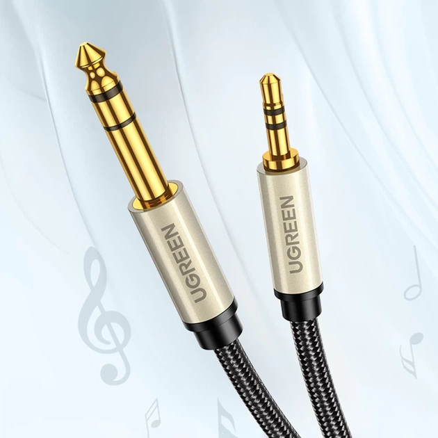 Кабель Ugreen Mini Jack 3.5mm to Jack 6.35mm 1m Grey (6957303816255) - Фото 2 Кабель Ugreen Mini Jack 3.5mm to Jack 6.35mm 1m Grey (6957303816255) - зображення 2
