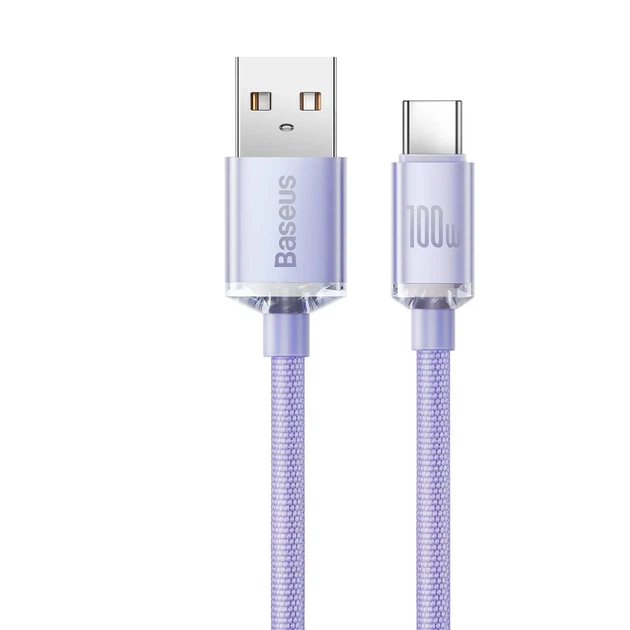 Кабель Baseus Crystal Shine USB-A to USB-C 2m Purple (CAJY000505) - изображение 2