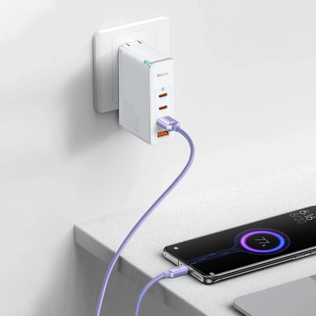 Кабель Baseus Crystal Shine USB-A to USB-C 2m Purple (CAJY000505) - изображение 11