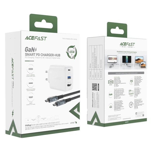 Сетевое зарядное устройство Acefast A17 65W USB-C | USB-A | HDMI with USB-C to USB-C Cable White (A17 white) - изображение 4