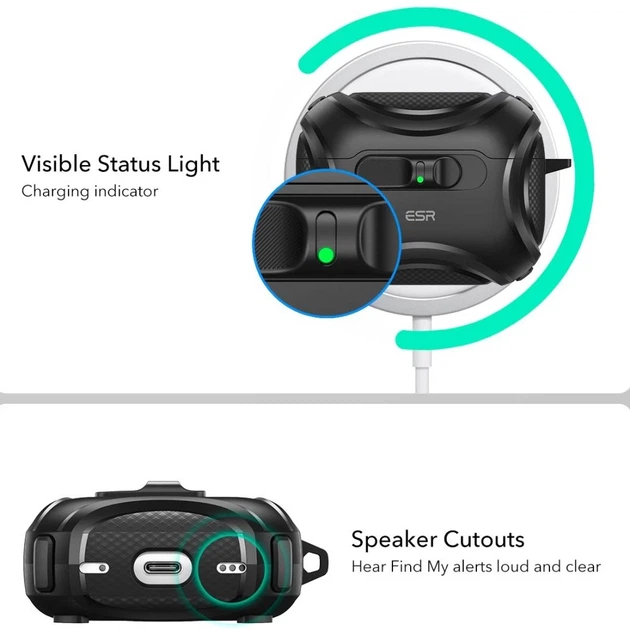 Чохол для навушників ESR Cyber FlickLock Halolock для AirPods Pro 3 Black with MagSafe (4894240289204) - зображення 2