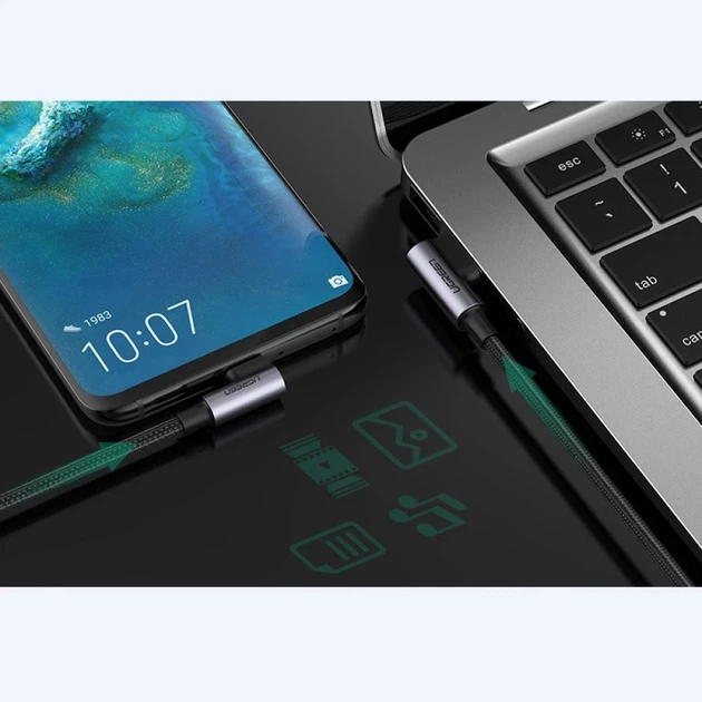 Кабель Ugreen Quick Charge USB-A to USB Type-C 3A 0.5m Gray (6957303828555) - Фото 4 Кабель Ugreen Quick Charge USB-A to USB Type-C 3A 0.5m Gray (6957303828555) - зображення 4