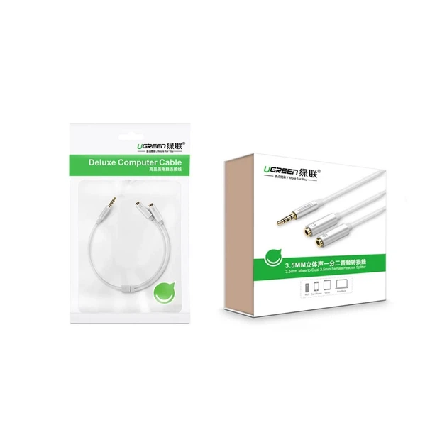Кабель Ugreen Headphone Splitter 3.5 mm Mini Jack/AUX (Microphone + Stereo Output) 20cm Silver (6957303836192) - зображення 11
