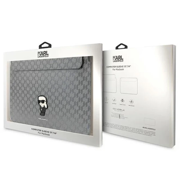 Чехол Karl Lagerfeld Saffiano Monogram Ikonik 14" Silver (KLCS14SAKHPKG) - Фото 4 Чехол Karl Lagerfeld Saffiano Monogram Ikonik 14" Silver (KLCS14SAKHPKG) - изображение 4
