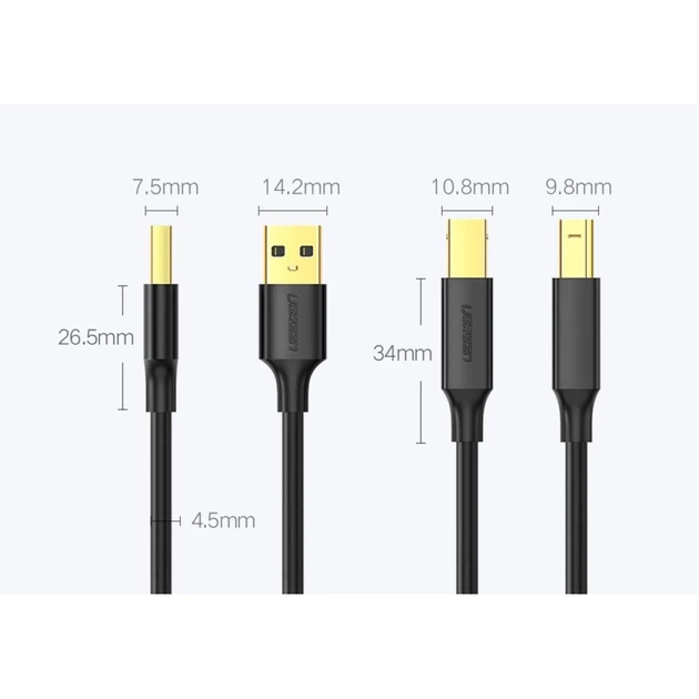 Кабель Ugreen USB Type-B to USB-A 2.0 480Mbps 1.5m Black (6957303813506) - Фото 7 Кабель Ugreen USB Type-B to USB-A 2.0 480Mbps 1.5m Black (6957303813506) - изображение 7