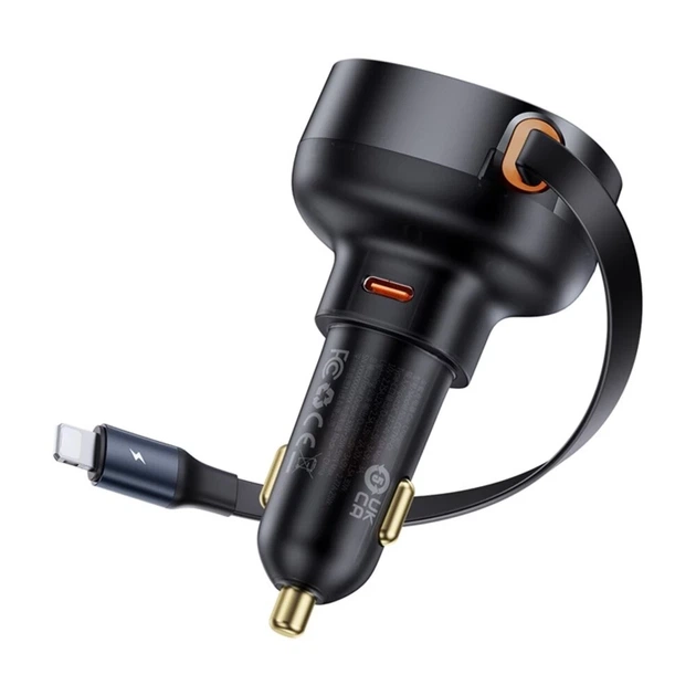 Автомобильное зарядное устройство Baseus Enjoyment Pro USB-C with Lightning Cable 60W Black (C00057803111-00) - изображение 2