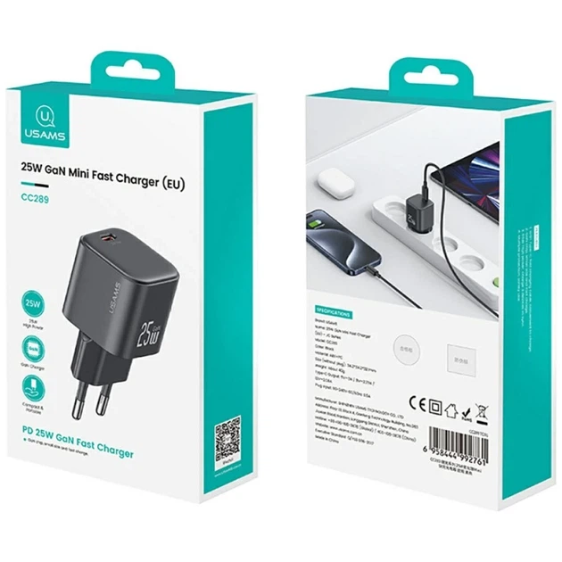 Сетевое зарядное устройство Usams JC Series FC 25W USB-C Black (CC289TC01) - изображение 10